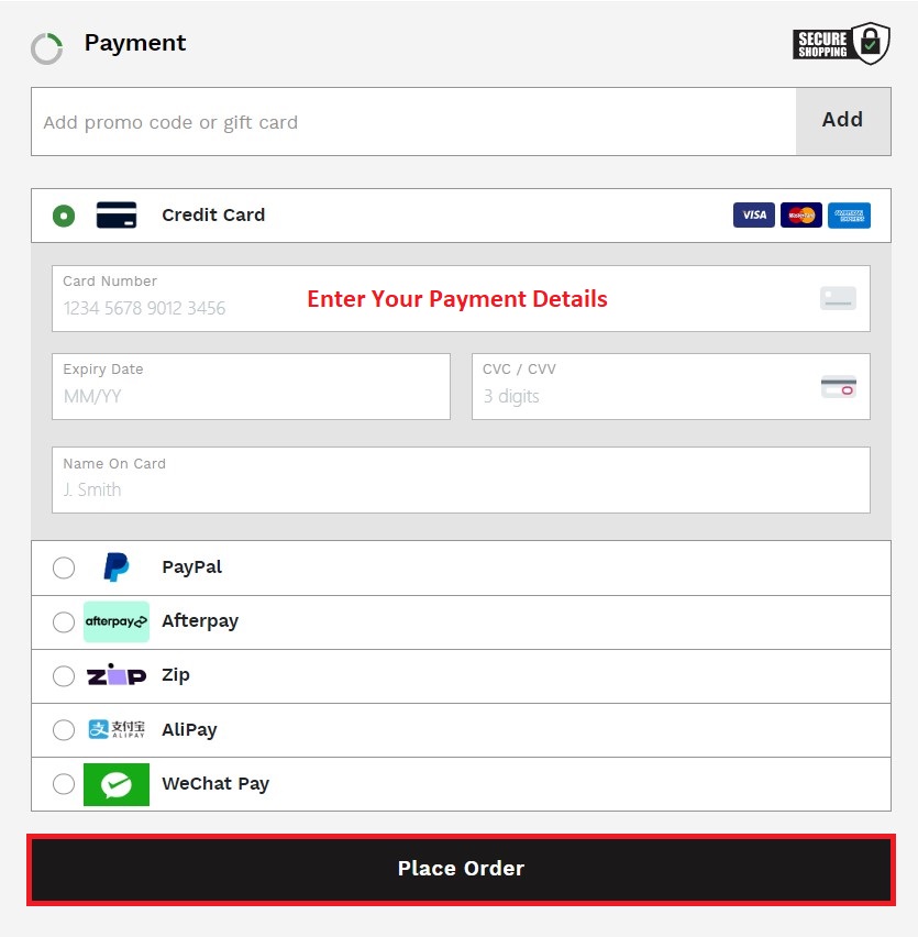 Cole Haan AU Shopping Tutorial 9: Enter Payment Method