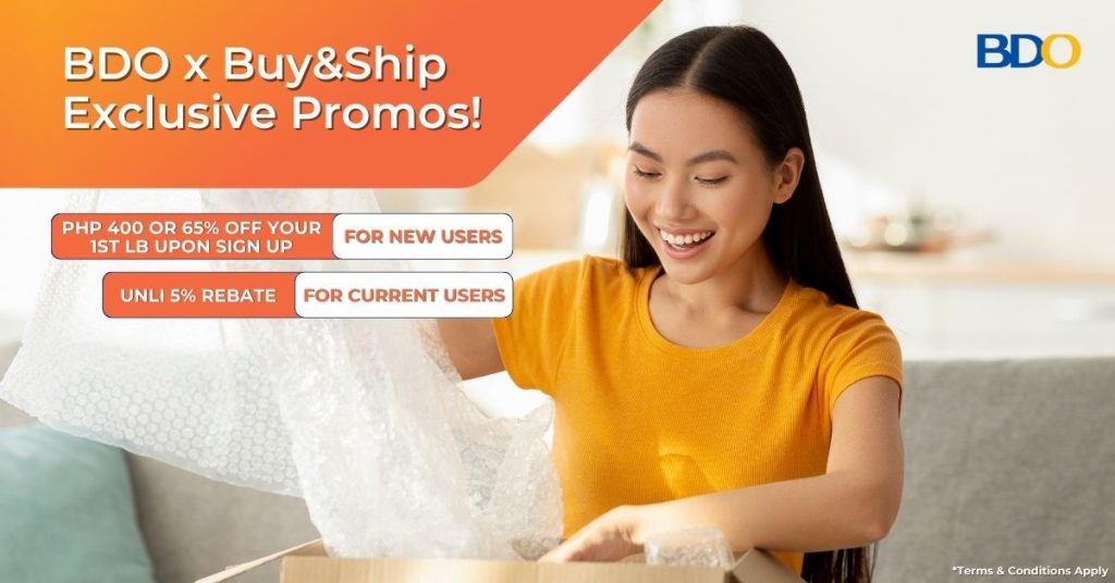 【BDO x Buy&Ship】Get PHP 400 Free Credits for New Sign-Ups and Enjoy Unlimited 5% Rebate as Current Members!