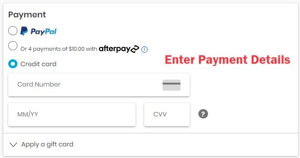 carter's USA Shopping Tutorial 7: choose payment method and enter payment details