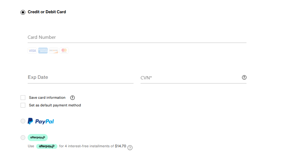 Step 7：Choose your payment method of either credit/debit card, or PayPal.