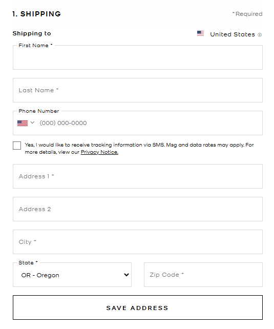 Step 6: Fill in your name with your BNS member ID, BNS United States warehouse address, and contact number. 