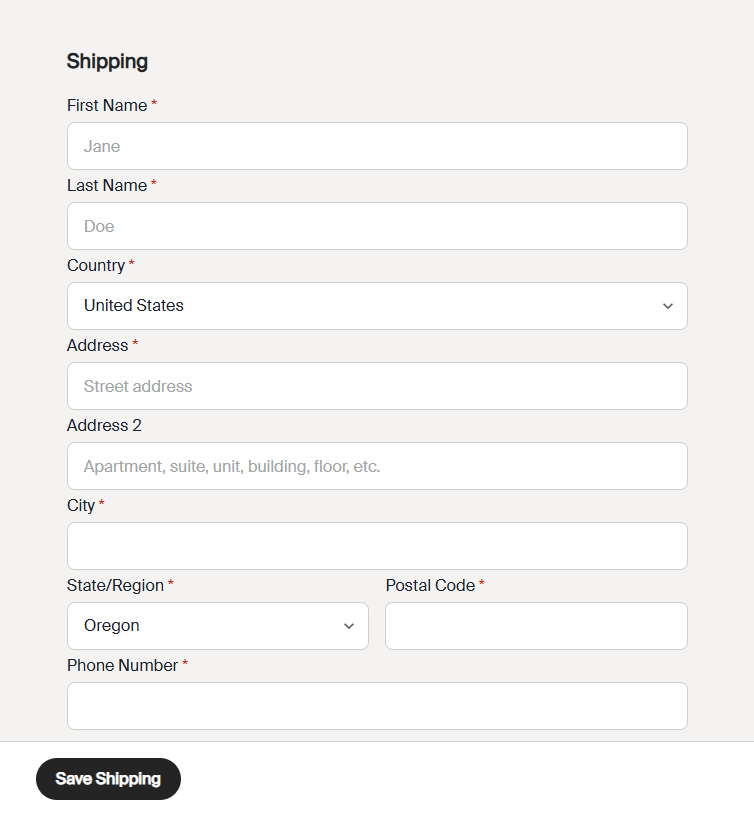 Step 5: Fill in your name with your BNS member ID, BNS United States warehouse address, and contact number. 